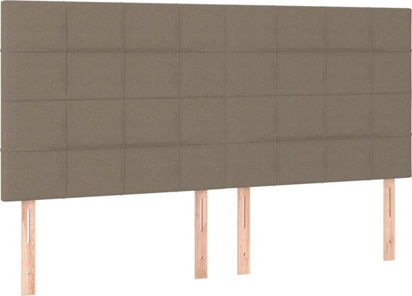 vidaXL Zaglowek do lozka z LED, taupe, 200x5x118/128 cm, tkanina