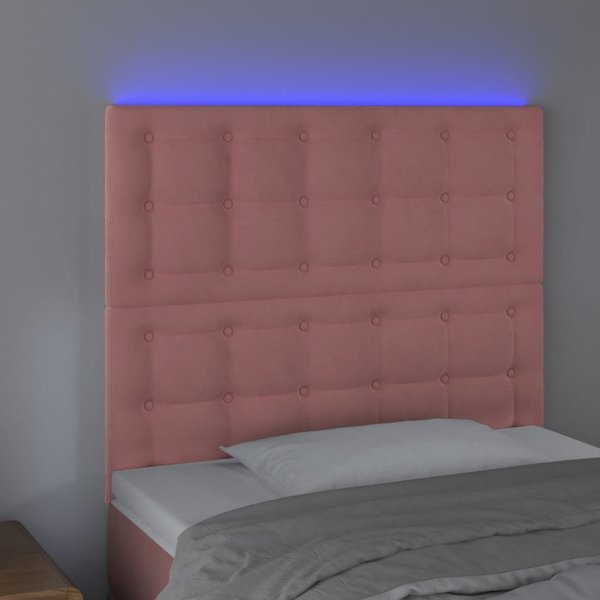 vidaXL Κεφαλάρι Κλίνης με LED, Ροζ, 100x5x118/128 εκ., Βελούδο