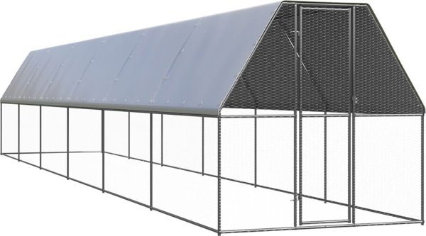 vidaXL Εξωτερικό κλουβί για κοτόπουλα, 2x12x2 m, γαλβανισμένος χάλυβας