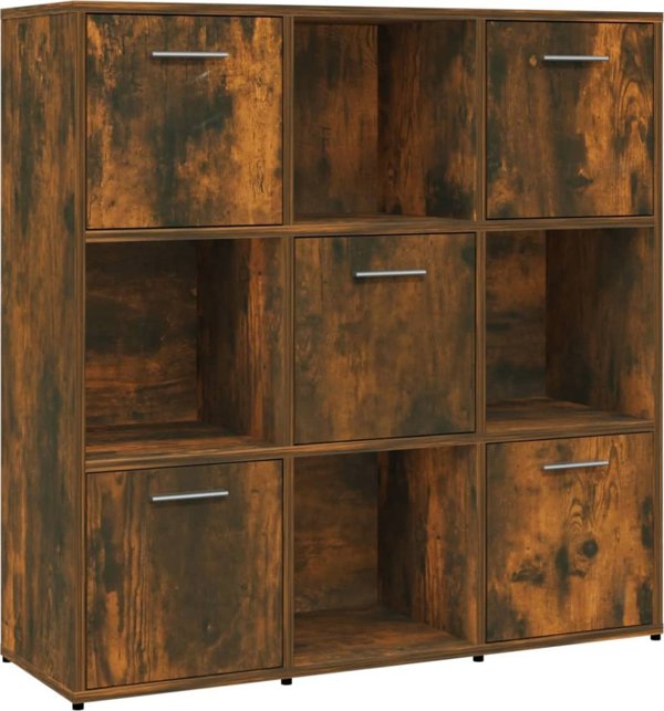 vidaXL Ράφι βιβλίων, καπνιστή δρυς, 90x30x90 εκ.
