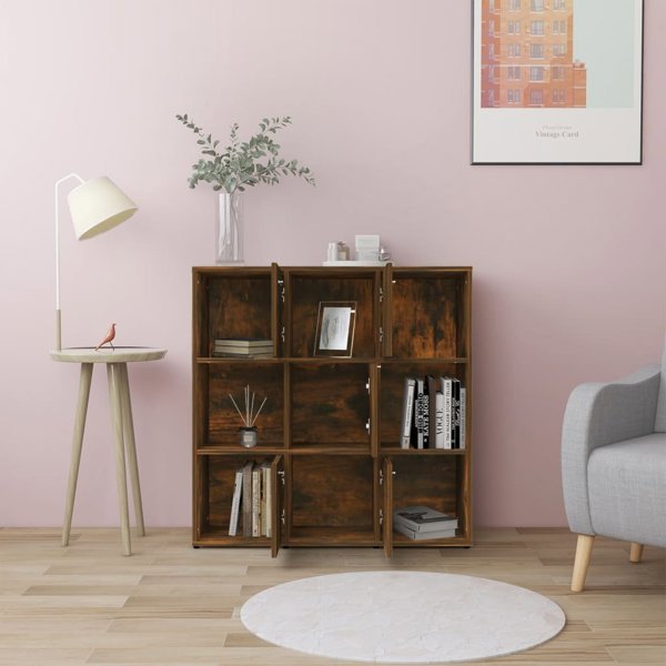 vidaXL Ράφι βιβλίων, καπνιστή δρυς, 90x30x90 εκ.