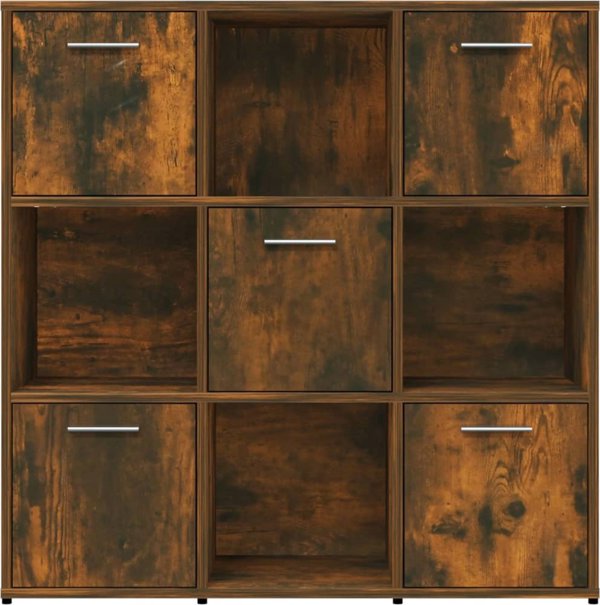 vidaXL Ράφι βιβλίων, καπνιστή δρυς, 90x30x90 εκ.