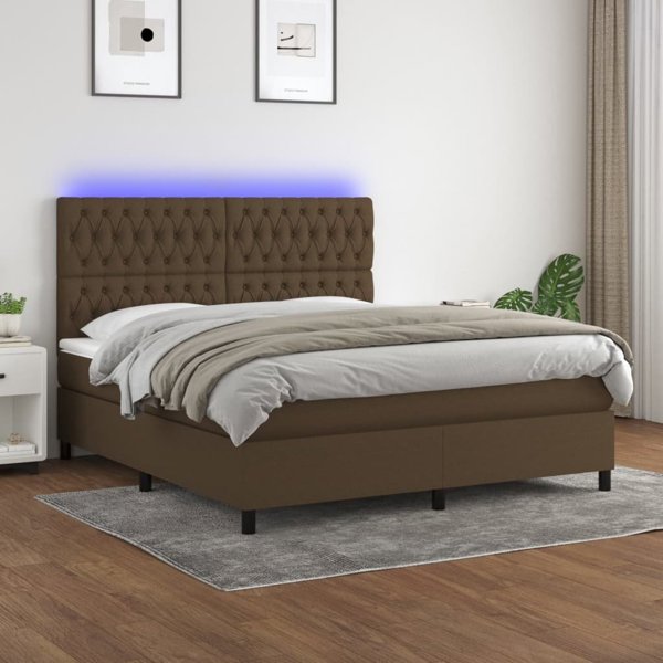 vidaXL Λουτζκό κοντινένταλ με στρώμα, καφέ, 180x200 εκ, ύφασμα
