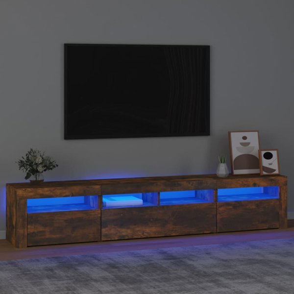 vidaXL Ντουλάπι TV με φωτισμό LED, σκούρο δρυς, 210x35x40 cm