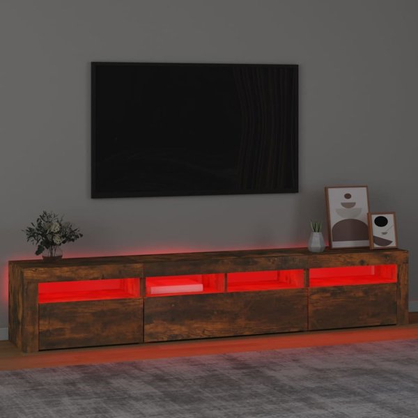 vidaXL Ντουλάπι TV με φωτισμό LED, σκούρο δρυς, 210x35x40 cm