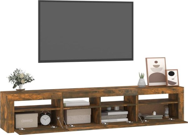 vidaXL Ντουλάπι TV με φωτισμό LED, σκούρο δρυς, 210x35x40 cm