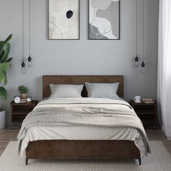 vidaXL Κομοδίνα, καφέ δρυς, 2 τεμάχια, 40x30x40 εκ.