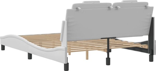 vidaXL Κορνίζα κρεβατιού με LED, λευκή, 140x200 εκ, τεχνητό δέρμα