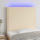 vidaXL Κεφαλάρι κρεβατιού με LED, κρεμ χρώμα, 100x5x118/128 cm, ύφασμα