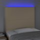 vidaXL Κεφαλάρι κρεβατιού με LED, κρεμ χρώμα, 100x5x118/128 cm, ύφασμα
