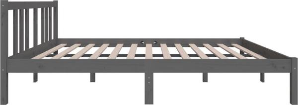 vidaXL Πλαίσιο κρεβατιού, γκρι, συμπαγές ξύλο, 135x190 cm, διπλό