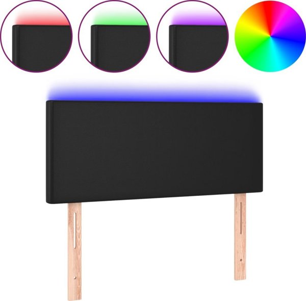 vidaXL Zaglowek do lozka z LED, czarny, 90x5x78/88 cm, sztuczna skora