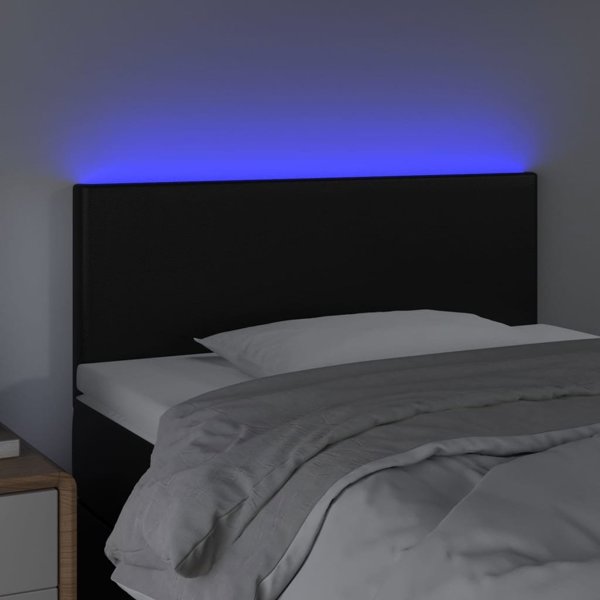 vidaXL Zaglowek do lozka z LED, czarny, 90x5x78/88 cm, sztuczna skora