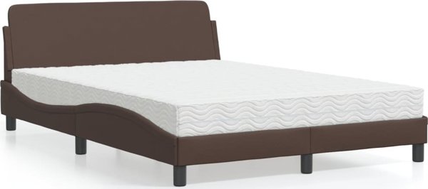 vidaXL Κρεβάτι με στρώμα καφέ 140x200 εκ. με τεχνητό δέρμα