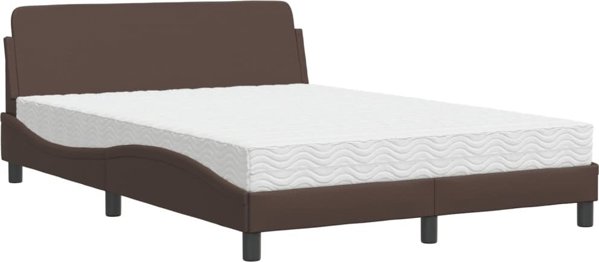 vidaXL Κρεβάτι με στρώμα καφέ 140x200 εκ. με τεχνητό δέρμα
