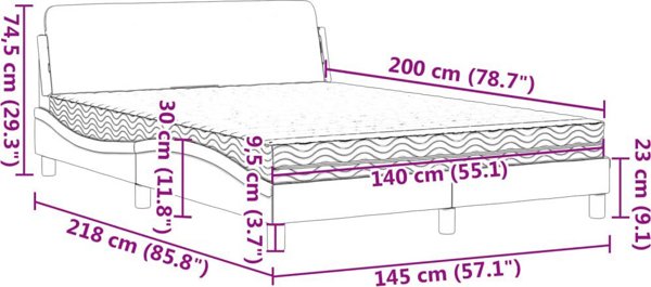 vidaXL Κρεβάτι με στρώμα καφέ 140x200 εκ. με τεχνητό δέρμα