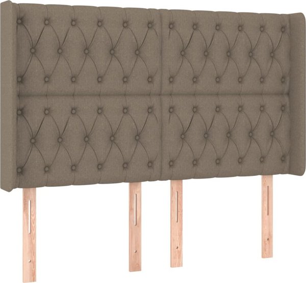 vidaXL Κεφαλαρι για κρεβατι με LED, taupe, 147x16x118/128 cm, υφασμα