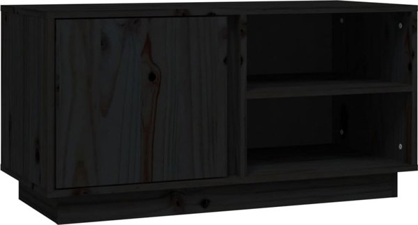 vidaXL vidaXL Szafka pod TV, czarna, 80x35x40,5 cm, lite drewno sosnowe