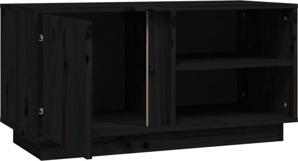 vidaXL vidaXL Szafka pod TV, czarna, 80x35x40,5 cm, lite drewno sosnowe