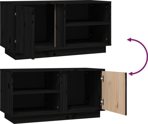 vidaXL vidaXL Szafka pod TV, czarna, 80x35x40,5 cm, lite drewno sosnowe