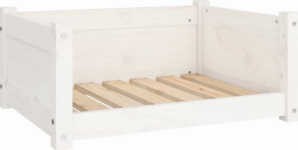 vidaXL Κρεβάτι για σκύλο, λευκό, 65,5x50,5x28 εκ, από μασίφ πεύκο
