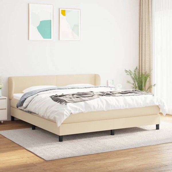 vidaXL Κρεβάτι Continental με στρώμα, εκρού, ύφασμα, 180x200 cm