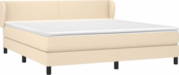 vidaXL Κρεβάτι Continental με στρώμα, εκρού, ύφασμα, 180x200 cm