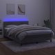 vidaXL Κρεβάτι κοντινεντάλ με στρώμα και LED, γκρι, 140x200 εκ., βελούδο