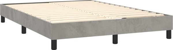 vidaXL Κρεβάτι κοντινεντάλ με στρώμα και LED, γκρι, 140x200 εκ., βελούδο