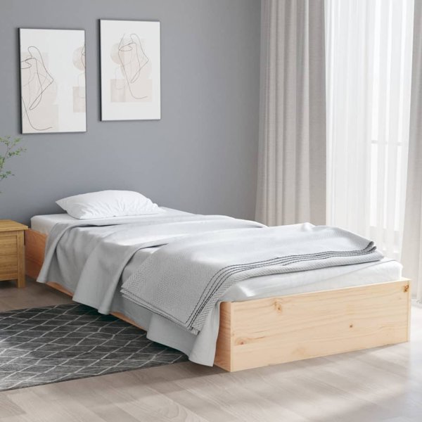 vidaXL Rama κρεβατιού από μασίφ ξύλο, 75x190 cm, μονόκλινο
