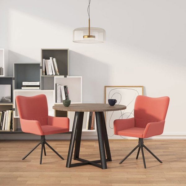 vidaXL Σετ 2 Περιστρεφόμενες Καρέκλες Τραπεζαρίας, ροζ, βελούδο