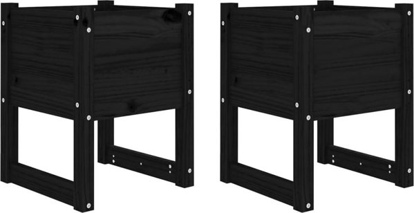 vidaXL vidaXL Donice, 2 szt., czarny, 40x40x52,5 cm, lite drewno sosnowe