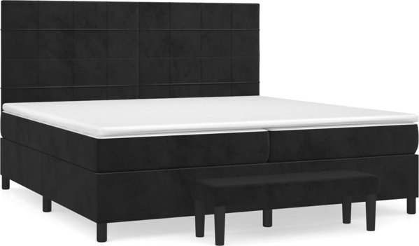 vidaXL Κρεβάτι Continental Μαύρο Με Στρώμα Βελούδο 200x200 εκ.