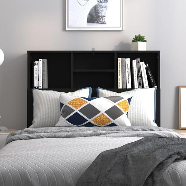 vidaXL Κεφαλάρι κρεβατιού με ράφια, μαύρο, 100x19x103,5 εκ.
