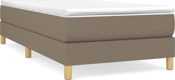 vidaXL Λοξό κρεβάτι με στρώμα, τάουπ, ύφασμα, 90x200 εκ.