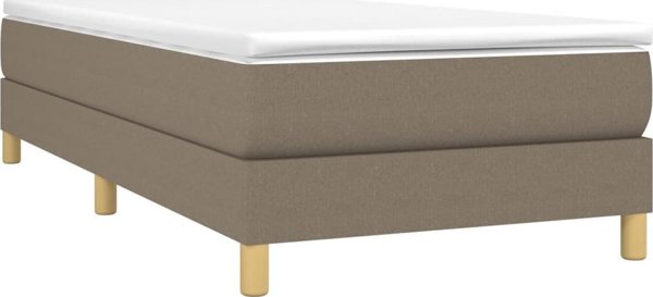 vidaXL Λοξό κρεβάτι με στρώμα, τάουπ, ύφασμα, 90x200 εκ.