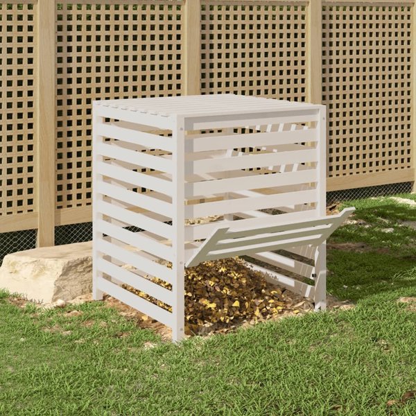 vidaXL Κομποστοποιητής, λευκός, 82,5x82,5x99,5 cm, ξύλο πεύκου