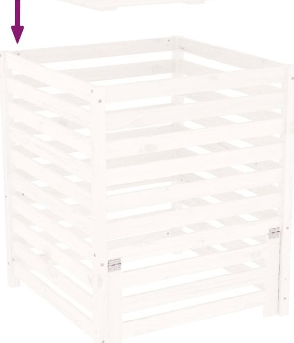 vidaXL Κομποστοποιητής, λευκός, 82,5x82,5x99,5 cm, ξύλο πεύκου