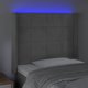 vidaXL Κεφαλάρι κρεβατιού με LED, ανοιχτό γκρι, 93x16x118/128 εκ, βελούδινο ύφασμα