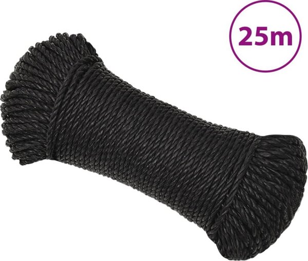 vidaXL vidaXL Linka robocza, czarna, 3 mm, 25 m, polipropylen
