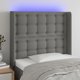 vidaXL Κεφαλάρι κρεβατιού με LED, σκούρο γκρι, 103x16x118/128 cm, ύφασμα