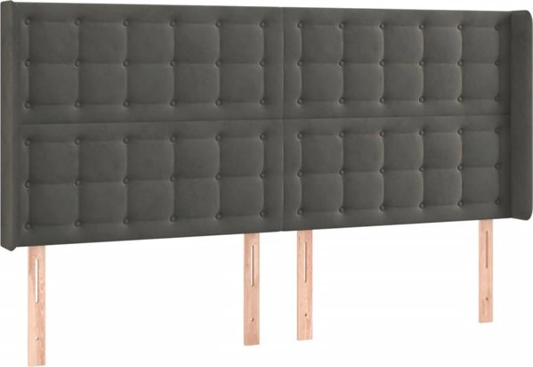 vidaXL Zaglowek do lozka z LED, ciemnoszary, 203x16x118/128 cm, aksamit