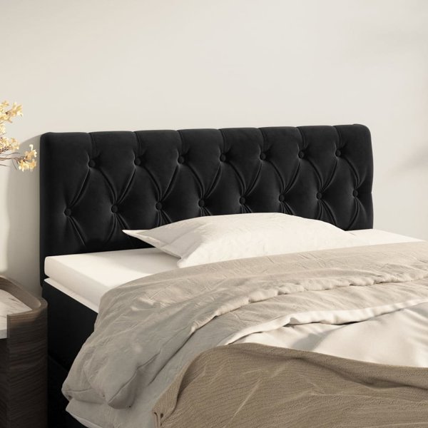vidaXL Zaglowek κεφαλάρι κρεβατιού, μαύρο, 90x7x78/88 εκ, βελούδο