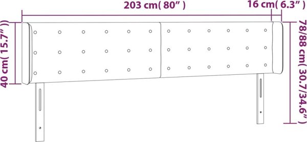 vidaXL Κεφαλάρι Κρεβατιού με LED Cappuccino 203x16x78/88 cm Συνθετικό Δέρμα