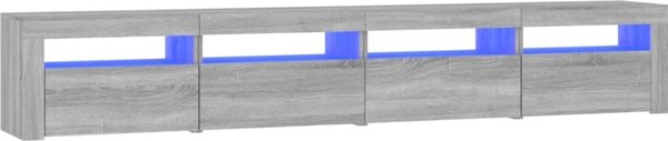 vidaXL Ντουλάπι TV με φωτισμό LED, γκρι Sonoma δρυς, 240x35x40 εκ.