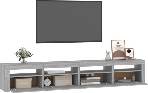 vidaXL Ντουλάπι TV με φωτισμό LED, γκρι Sonoma δρυς, 240x35x40 εκ.