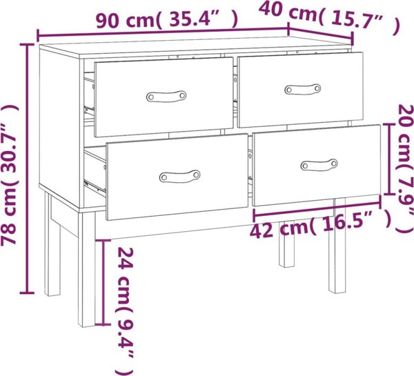 vidaXL Συρταριέρα, μέλι καφέ, 90x40x78 εκ, ξύλο πεύκου