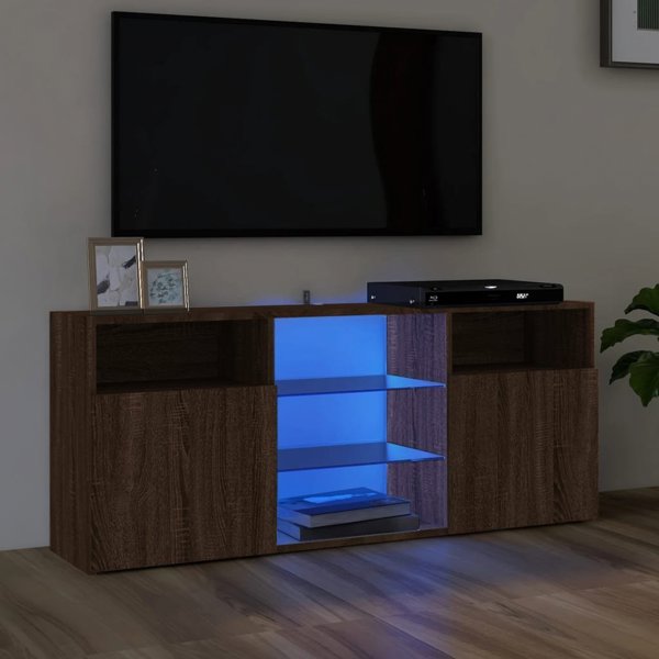 vidaXL Έπιπλο TV με φωτισμό LED, καφέ δρυς, 120x30x50 εκ