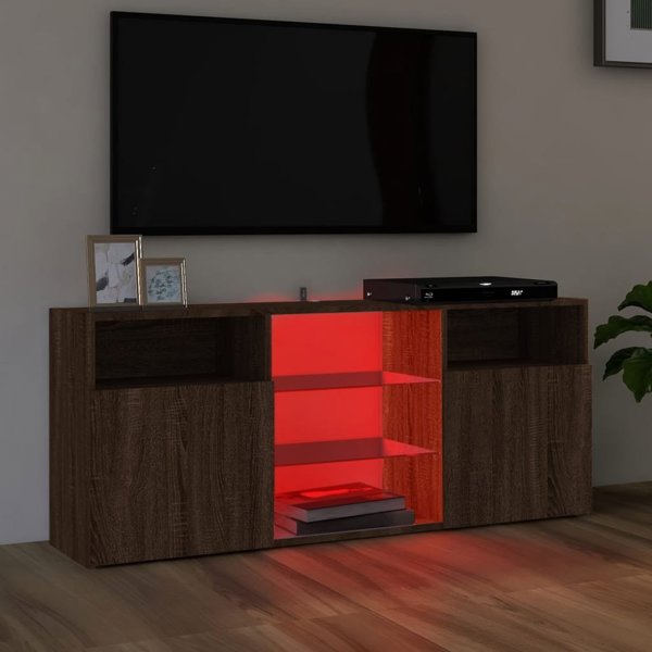vidaXL Έπιπλο TV με φωτισμό LED, καφέ δρυς, 120x30x50 εκ