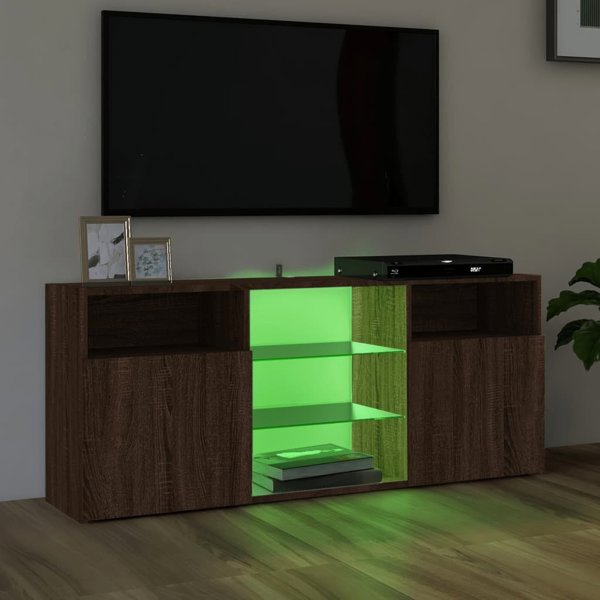 vidaXL Έπιπλο TV με φωτισμό LED, καφέ δρυς, 120x30x50 εκ